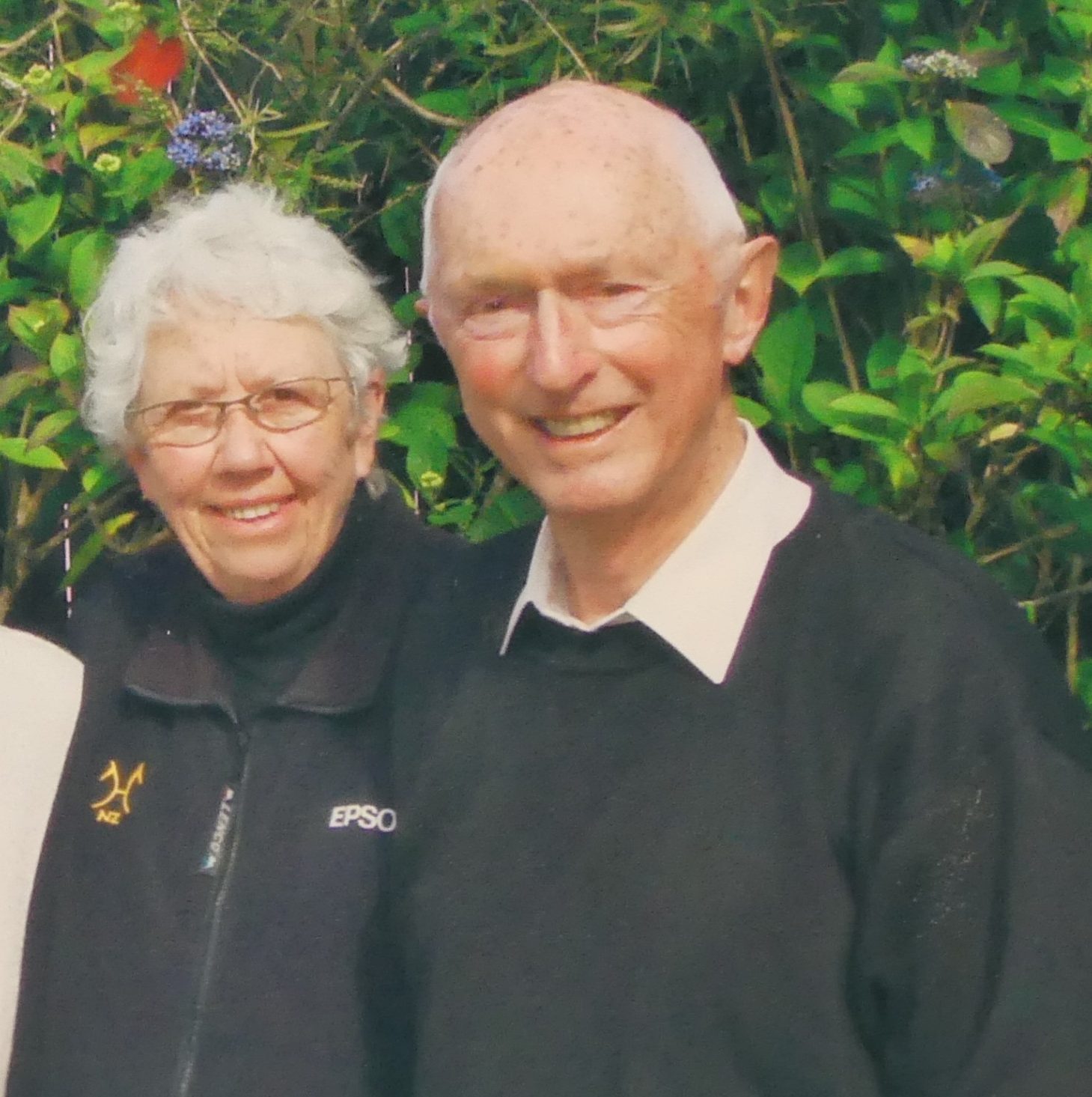 photograph of Graham and Judy Wear smiling in a garden