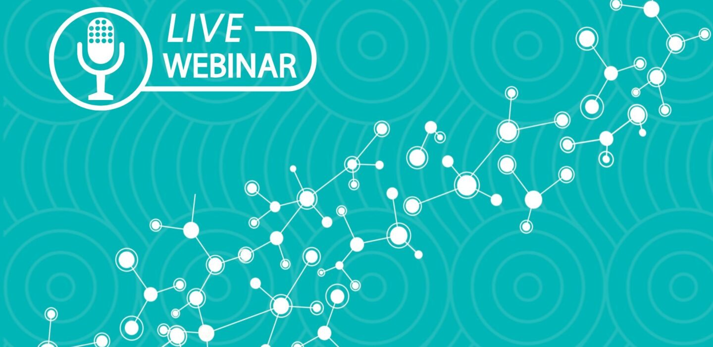 blue background with neurons and live webinar logo